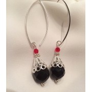 683 boucles d'oreilles onyx, swarovski argent sterling